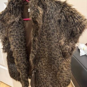 Calvin Klein Brown Faux Fur Vest